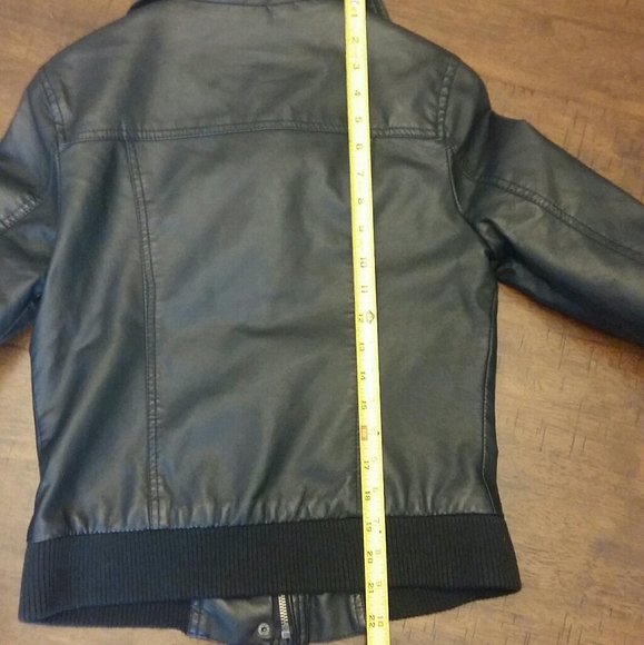NWOT Faux Leather Bomber Jacket - Picture 6 of 9